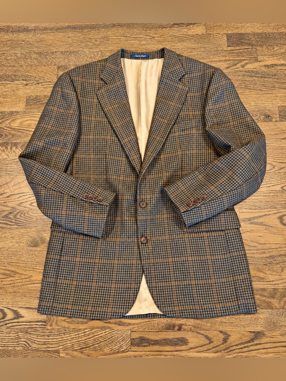 Ralph Lauren 100% Wool Plaid Sport Coat Blazer Brown 44T Canada Vintage 90s